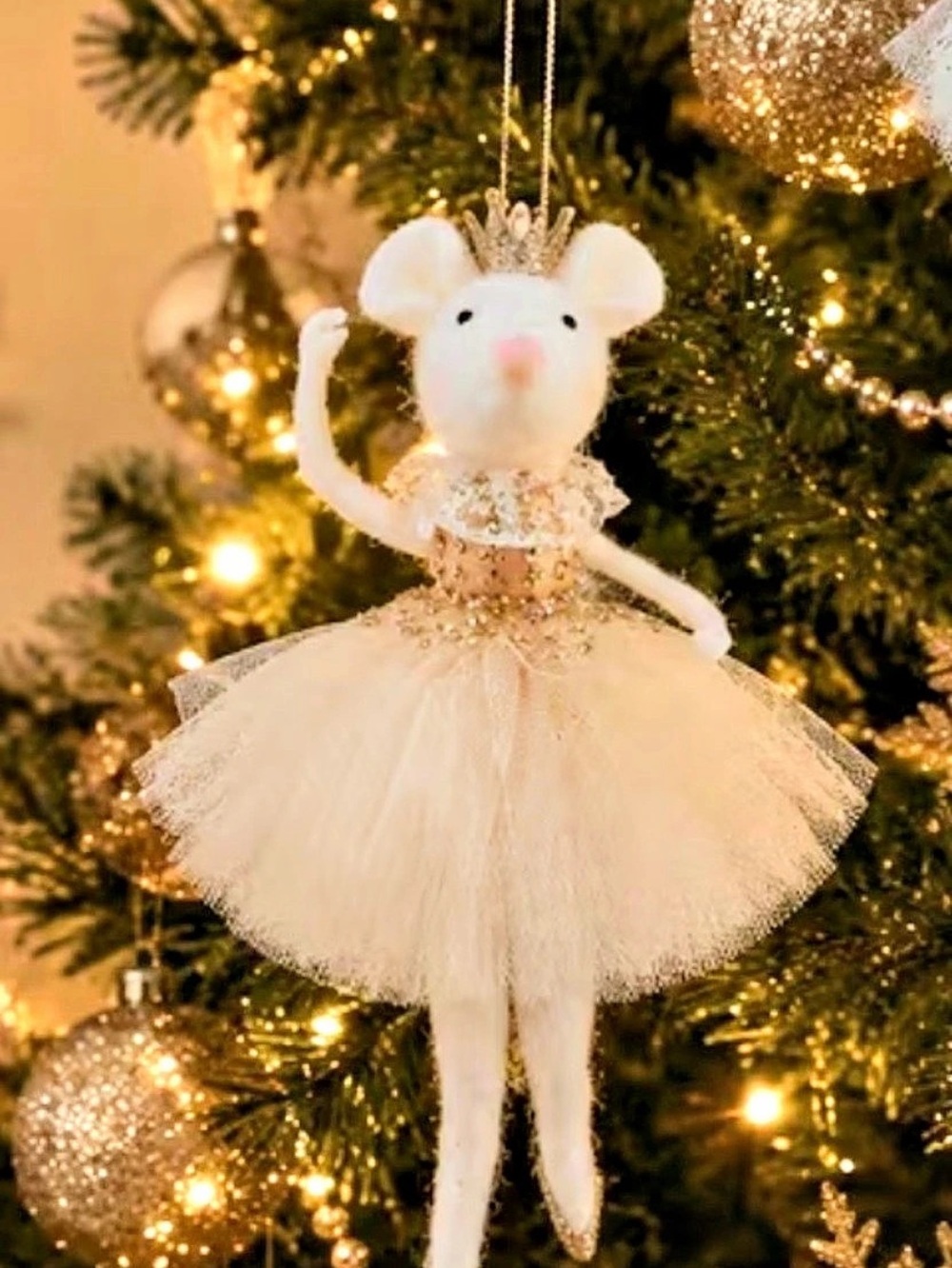 Ballerina Mouse Christmas Ornament New